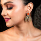 Anjali Orange Gold Plated Kundan Earrings