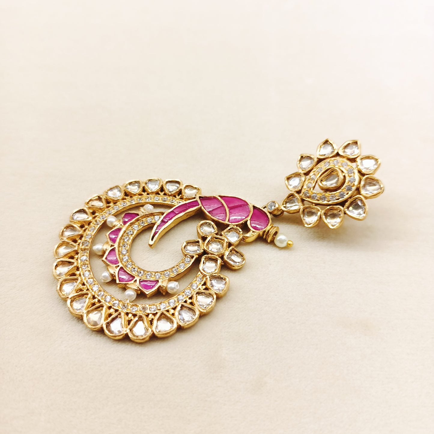 Ankita Ruby Gold Plated Pachi Kundan Earrings