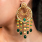 Anshika Green Gold Plated Pachi Kundan Earrings