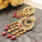 Anumati Ruby Stone Gold Plated Pachi Kundan Earrings