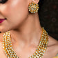 Aamira Golden Coloured Pachi Kundan Long Necklace Set