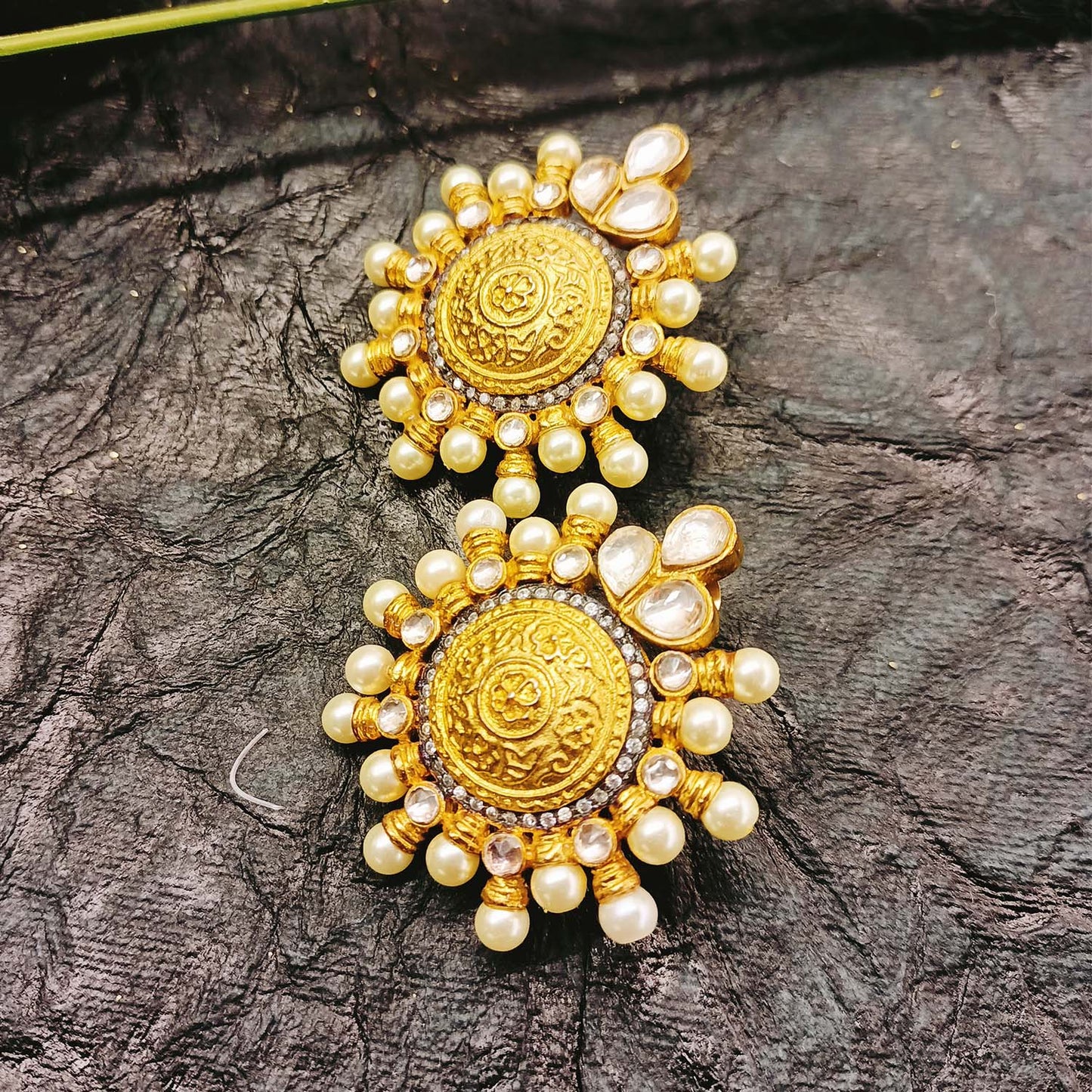 Apurva Studded Pearls Gold Plated Kundan Tops