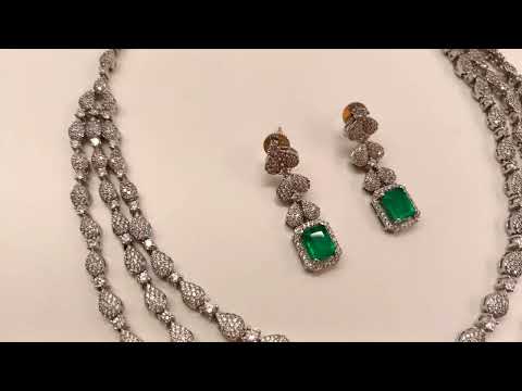 Diamond necklace pure silver necklace emerald quartz south sea pearls  swarovski diamond indian jewelry sabyasachi inspired SHABURIS | Silver  jewellery indian, Diamond jewelry set, Gold jewellery design necklaces