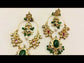 Prachi Long Kundan Earrings With Green Stone