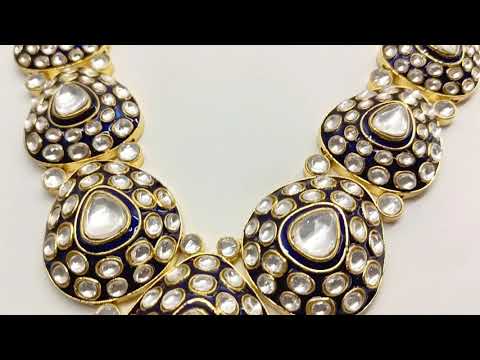 Ruby And Green Gold Plated Kundan Necklace Set – AG'S