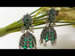 Surveen Silver Oxidised Green Jhumki