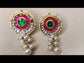 Karuna Rose Pink & Green Gold Plated Kundan Earrings